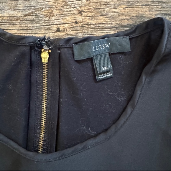J.Crew | Women's Black Gold Blouse | Silky Front | Tshirt Back w Zipper - Picture 2 of 8